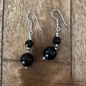Onyx and sterling silver earrings